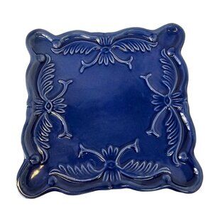 California Pantry Classic Ceramics Trinket Dish 6.25" Sq Plate Raised Pattern